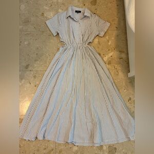 Aakaa Blue and White Striped Kids Footie